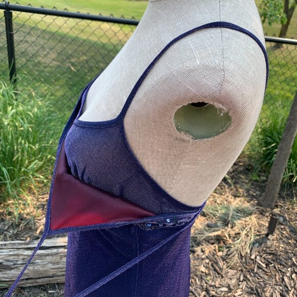 Vintage 90s Y2K Morgan & Co Purple Iridescent Maxi Prom Dress Evening Gown - Picture 4 of 16